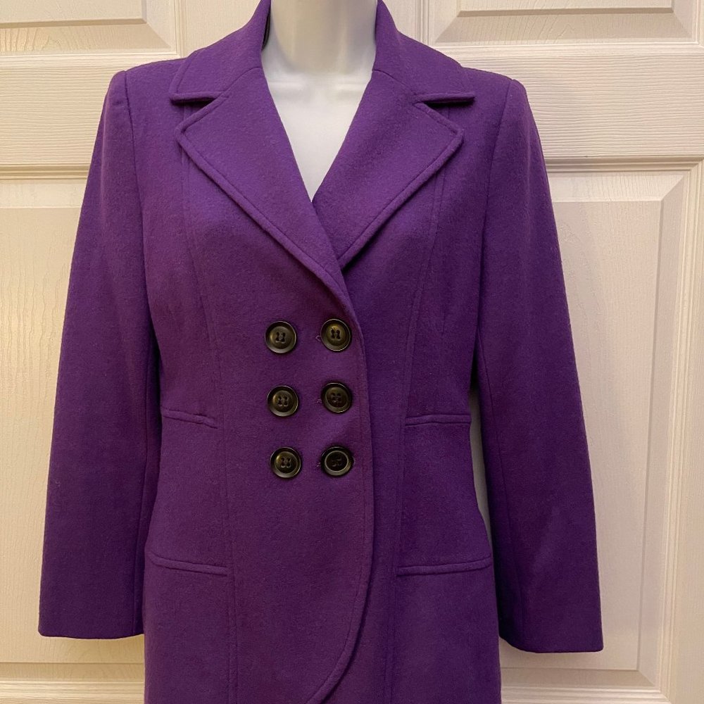 Nanette Lepore Purple Wool Blend Double Breasted Jacket S